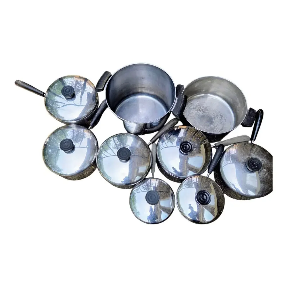 Revere Ware Vintage Copper Bottom Pots And Pans 16 Piece Stainless Cookware Lot